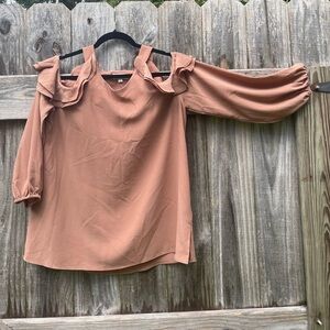 Umgee Women's Ruffle Sleeve Blouse - Tan